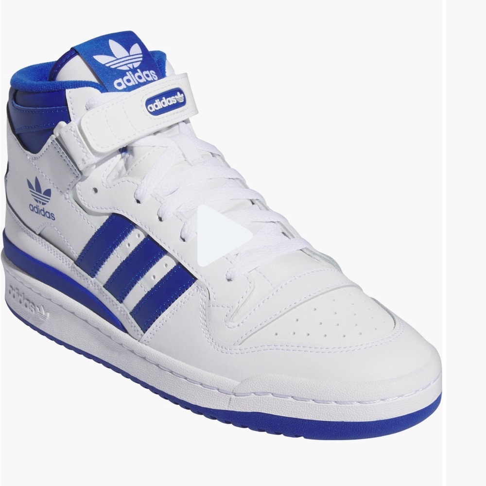Adidas Forum Mid White and Royal Blue Sneakers